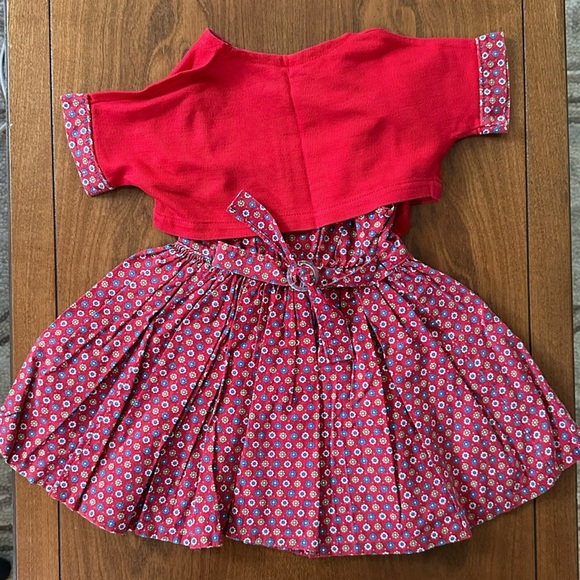 Vintage Sears Baby Girl Set – Red Floral Romper Dress & Matching Sweater Size 1T - Picture 3 of 9